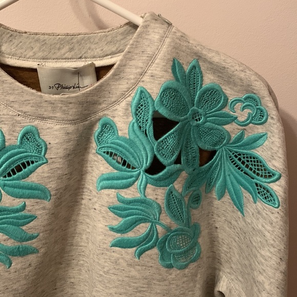 MOVING SALE 3.1 Phillip Lim Floral Embroidered Decorative Sweatshirt - Picture 2 of 5